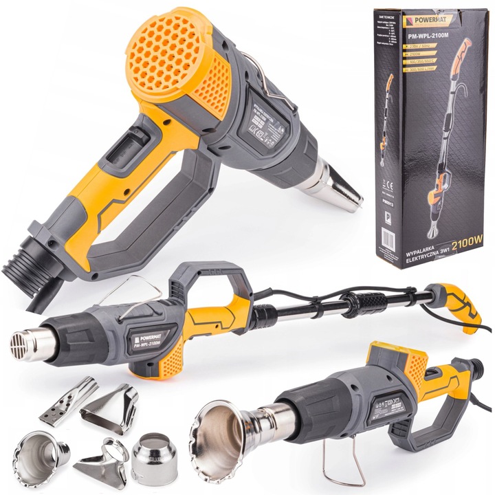 WYPALARKA ELEKTRYCZNA OPALARKA 3W1 ZESTAW 5 DYSZ 3 BIEGOWA REGULACJA