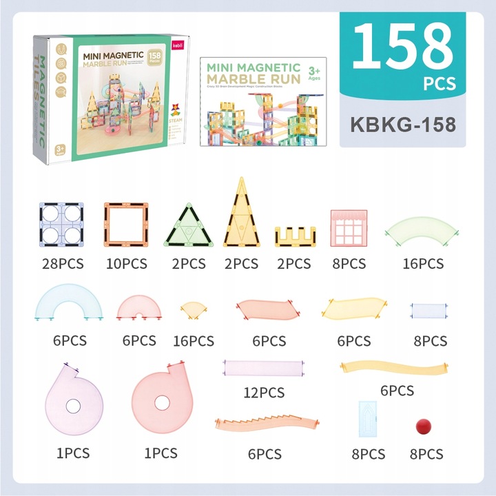 Klocki magnetyczne dla dzieci duże edukacyjne zestaw tor konstrukcyjny 158e