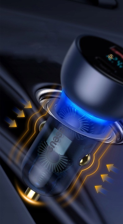 BASEUS MOCNA ŁADOWARKA SAMOCHODOWA ZASILACZ USB-A USB-C 65W Z KABELEM USB-C