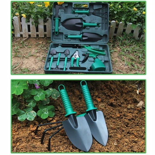 ZESTAW NARZĘDZI OGRODNICZYCH 10w1 ŁOPATKA GRABKI MOTYCZKA PAZURKI SEKATOR