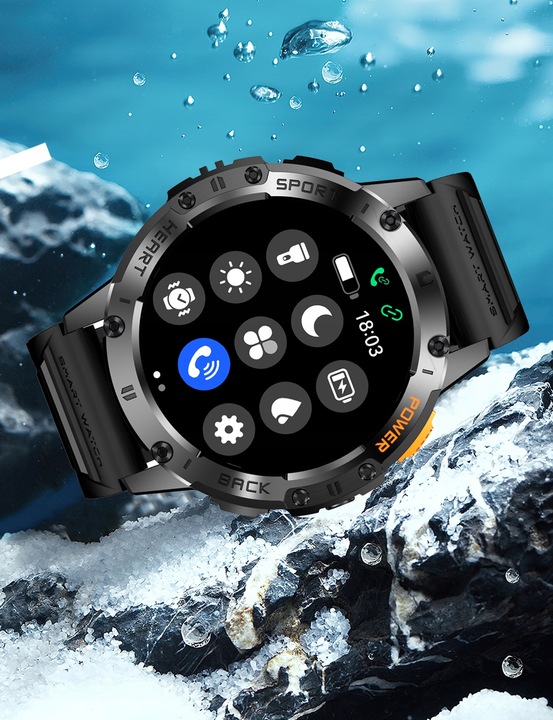 Zegarek Męski Smartwatch AMOLED IP68 530mAh Pomiary Rozmowy SMS Latarka PL