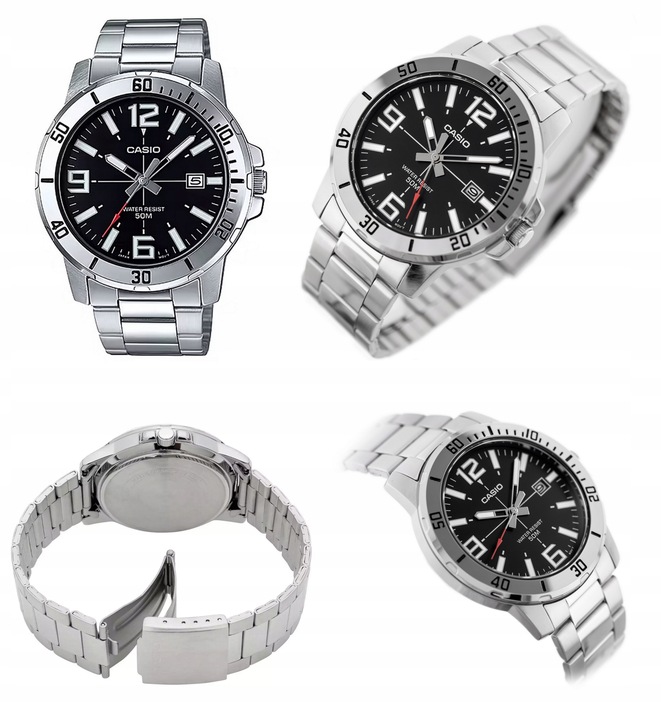 ZEGAREK MĘSKI CASIO RAMZES stalowy datownik +BOX +GRAWER