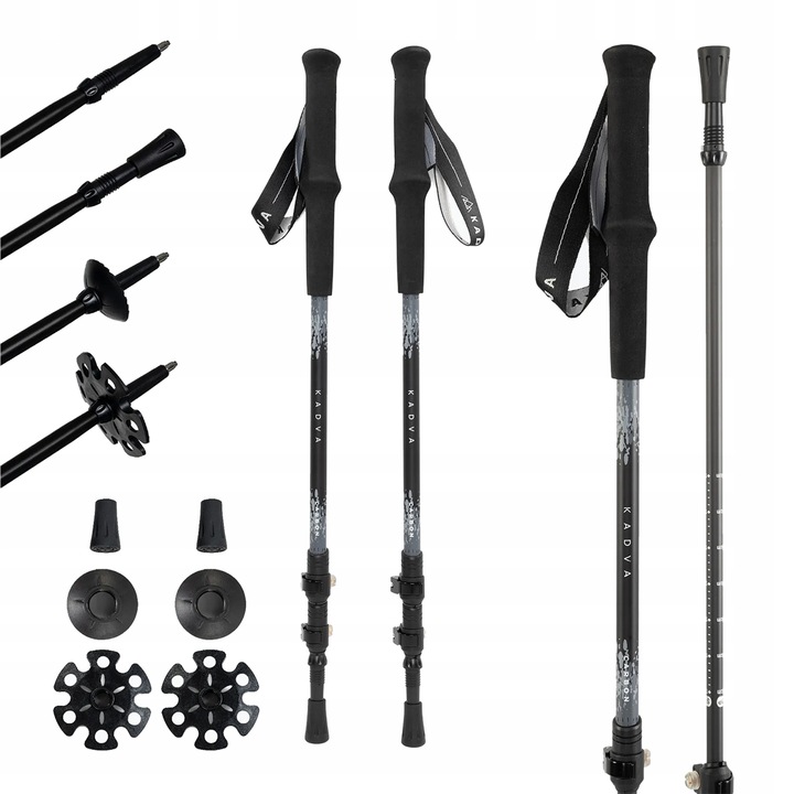 Kije turystyczne KADVA Torre szary 65-135cm KARBONOWE SYSTEM QUICK LOCK