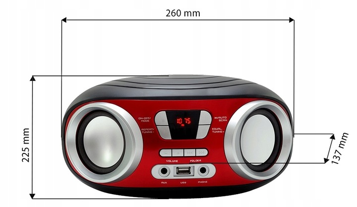 RADIO KUCHENNE BLUETOOTH BOOMBOX MANTA USB AUX FM