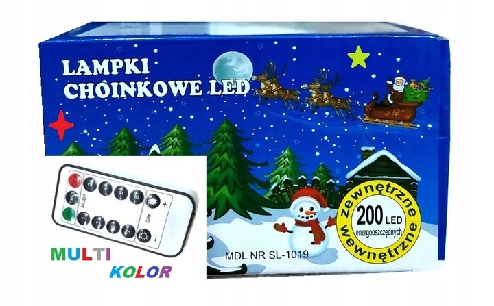 LAMPKI CHOINKOWE MULTIKOLOR 200 PILOT PROGRAMATOR