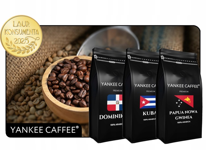 Kawa ziarnista Świeżo Palona Zestaw 3x1kg z różnych krajów Do ekspresu