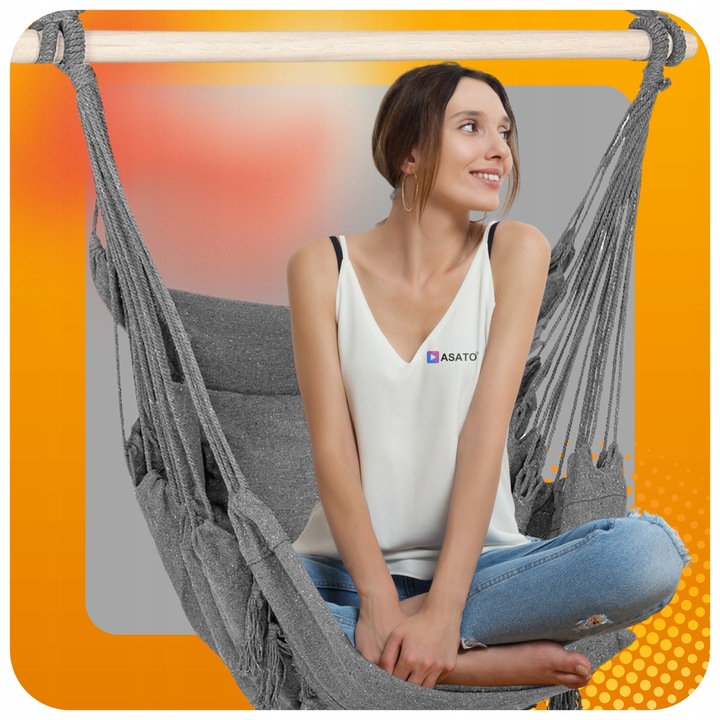 Fotel Brazylijski + Mocowanie Sufitowe Hamak Huśtawka Wiszący Ogrodowa 120k