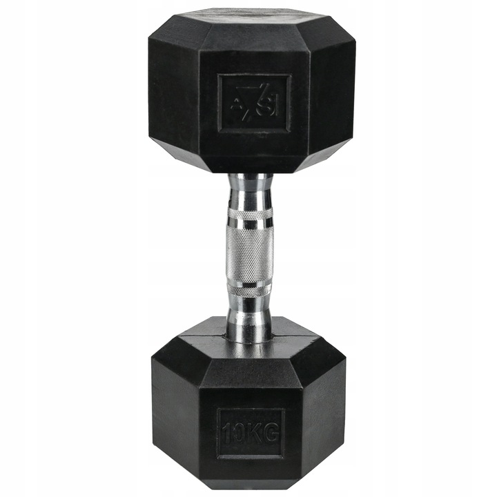 HANTEL ŻELIWNY OGUMOWANY CIĘŻAREK HEX 10KG SOLIDNY WYTRZYMAŁY STALOWY PRO