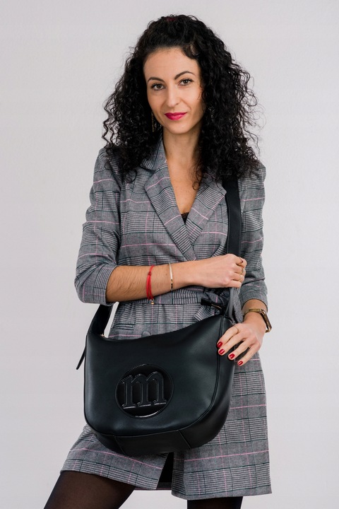 Torebka DUŻA Listonoszka MONNARI CZARNA LOGO Pojemna Praktyczna do pracy