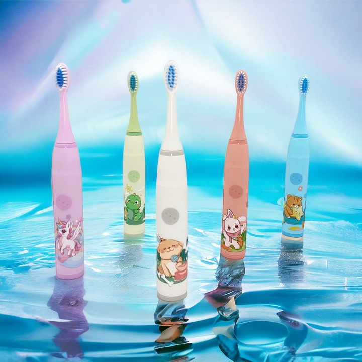 SZCZOTECZKA SONICZNA DO ZĘBÓW DLA DZIECI ELEKTRYCZNA FIOLET+KOŃCÓWKI+GRATIS