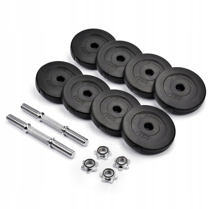 Hantle regulowane zestaw hantli bitumiczne stalowy gryf Meteor 2x 12,5 kg