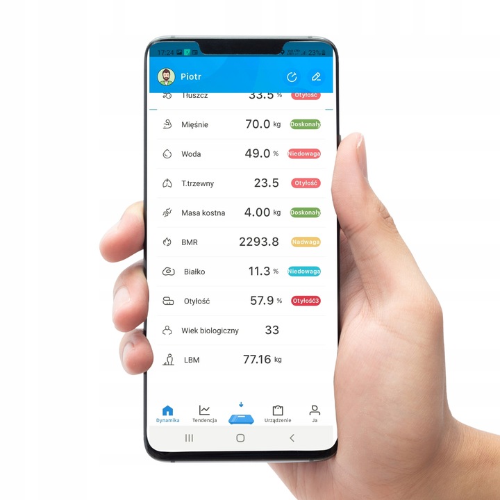 WAGA ŁAZIENKOWA ANALITYCZNA SLIM 180KG SMART+ 25w1 BLUETOOTH ANDROID / iOs