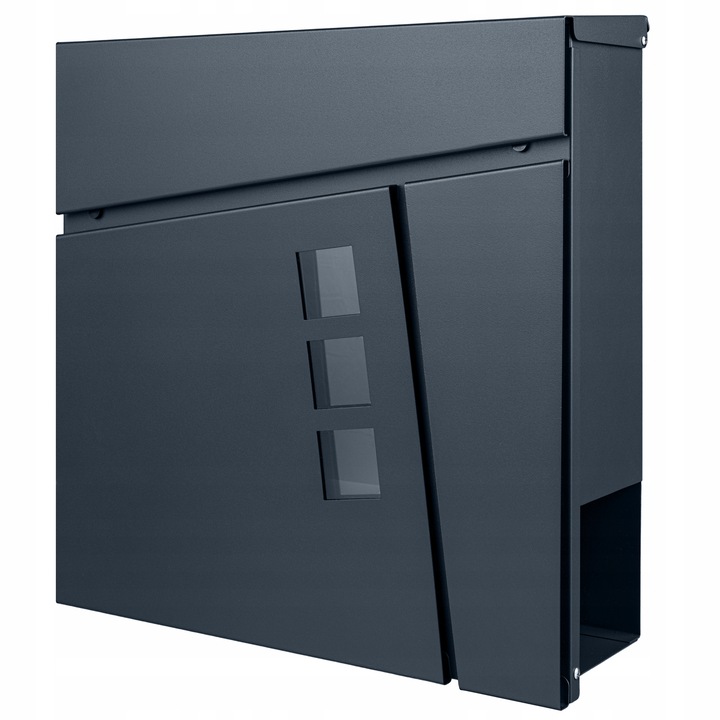 SKRZYNKA POCZTOWA NA LISTY POCZTĘ GAZETY TUBA WIZJER ANTRACYT + NAPIS ADRES