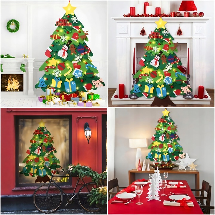 CHOINKA Z FILCU FILCOWA LED ZABAWKA DLA DZIECI DEKORACJE ŚWIĄTECZNE ŚWIĘTA