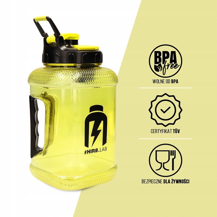 WATER JUG NA WODĘ BIDON BUTELKA Z MIARKĄ 1,89l WBUDOWANY POJEMNIK hiro