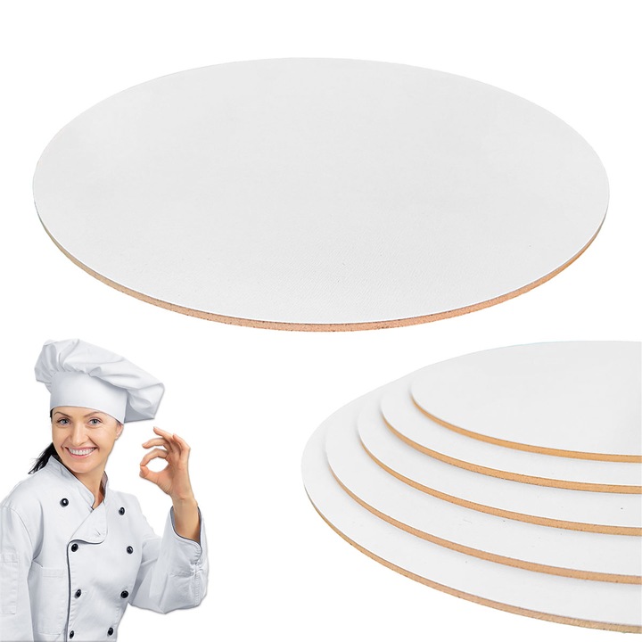 Podkład pod tort HDF BEZZAPACHOWY 30 cm 5 szt Biały Okrągły Brand4Cake