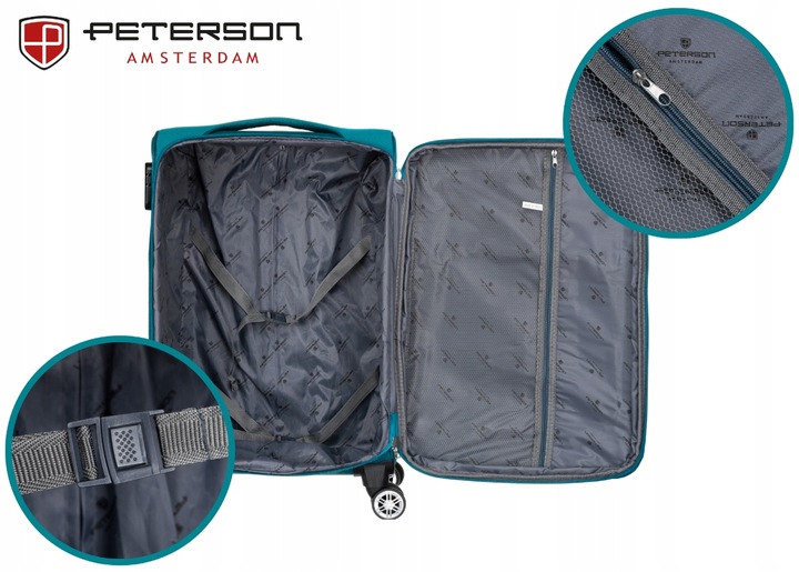 Walizka miękka na 4 kółkach ŚREDNIA pojemna solidna bagaż PETERSON