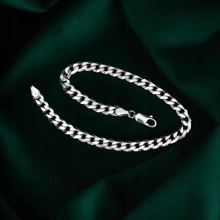 SREBRNA PEŁNA BRANSOLETKA MĘSKA PANCERKA PR. 925 + PUDEŁKO Z DEDYKACJĄ