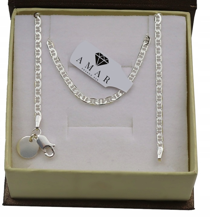 SREBRNY PEŁNY ŁAŃCUSZEK DAMSKI GUCCI Z ZAWIESZKĄ PR. 925 + GRAWER GRATIS