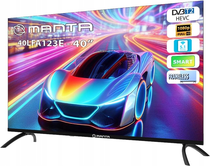 Smart TV Telewizor 40 cali Android HD LED dekoder DVBT2 WIFI LAN USB Manta