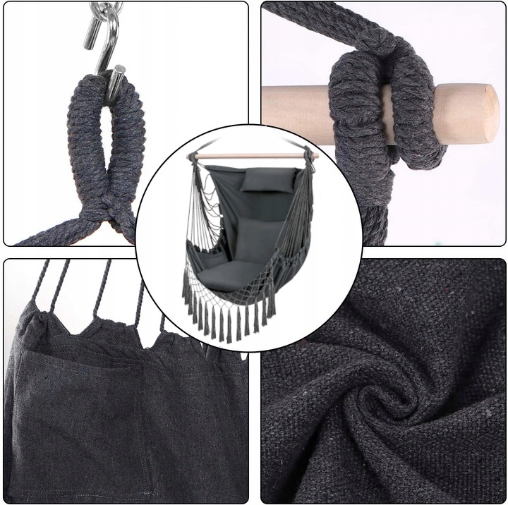 HAMAK HUŚTAWKA KRZESŁO BRAZYLIJSKIE FOTEL WISZĄCY XXL OGRODOWY BUJANY 150KG