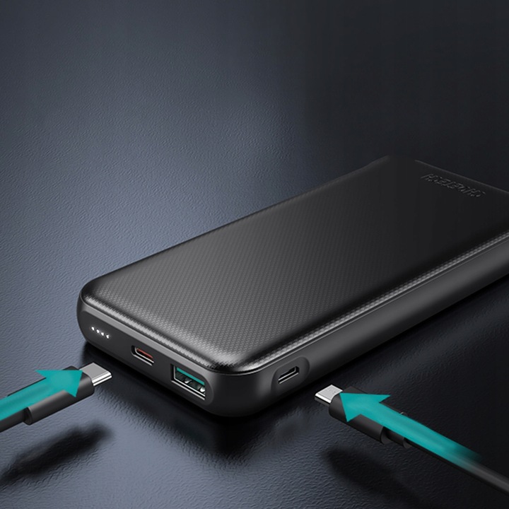 CHOETECH POWERBANK 10000mAh 18W SZYBKI DUŻY POJEMNY POWER BANK USB-C +KABEL