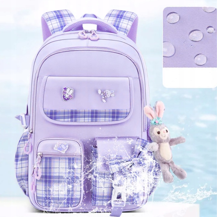 PLECAK SZKOLNY TORNISTER MŁODZIEŻ W KRATĘ POJEMNY DUŻY DO SZKOŁY