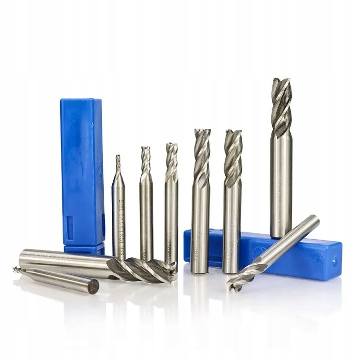 10 szt zestaw komplet frezów HSS fi 2 3 4 5 6 7 8 9 10 12 mm