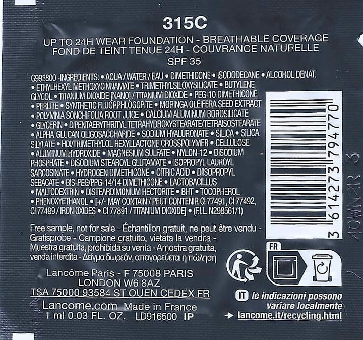 Lancome Teint Idole Ultra Wear 1ml podkład 315C