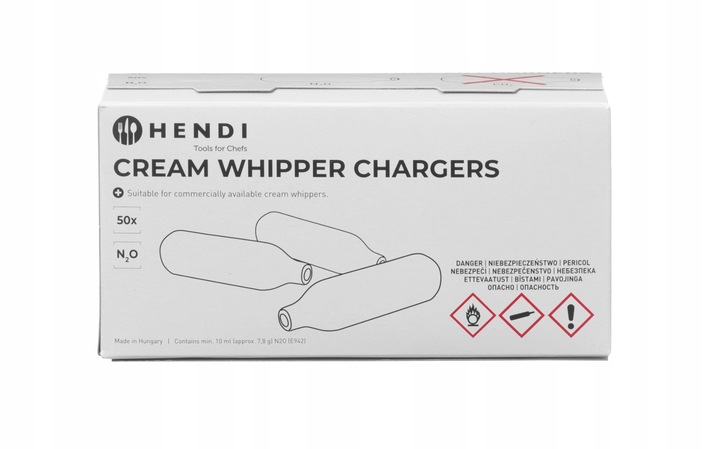 Naboje do syfonu do bitej śmietany HENDI SMART szare 50 sztuk