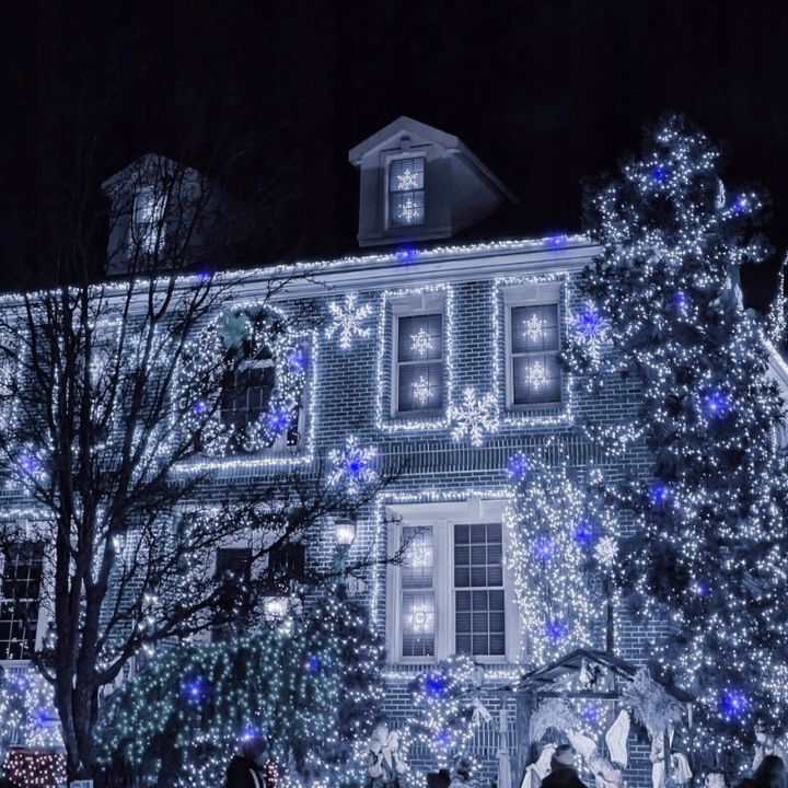 LAMPKI CHOINKOWE 1000 LED BIAŁE ZIMNE + NIEBIESKI FLASH FLESZ BŁYSK ZEW 70M