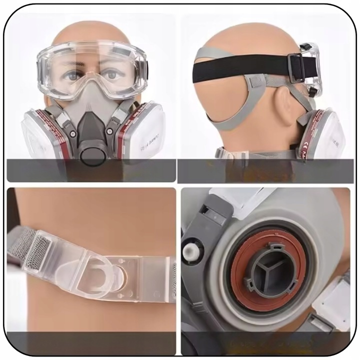 MASKA LAKIERNICZA PÓŁMASKA OCHRONNA PRZECIWPYŁOWA FILTRY + WKŁADY + GOGLE