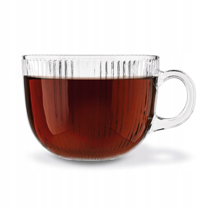 Zestaw KUBKI SZKLANE Filiżanki z UCHEM Tadar Jumbo Paski DUŻE 6x450 ml