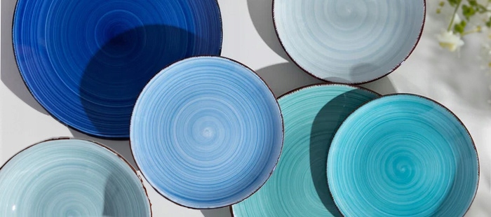 Serwis obiadowy na 6 osób zestaw talerzy ceramicznych AZURE AURA 6 os 18 el