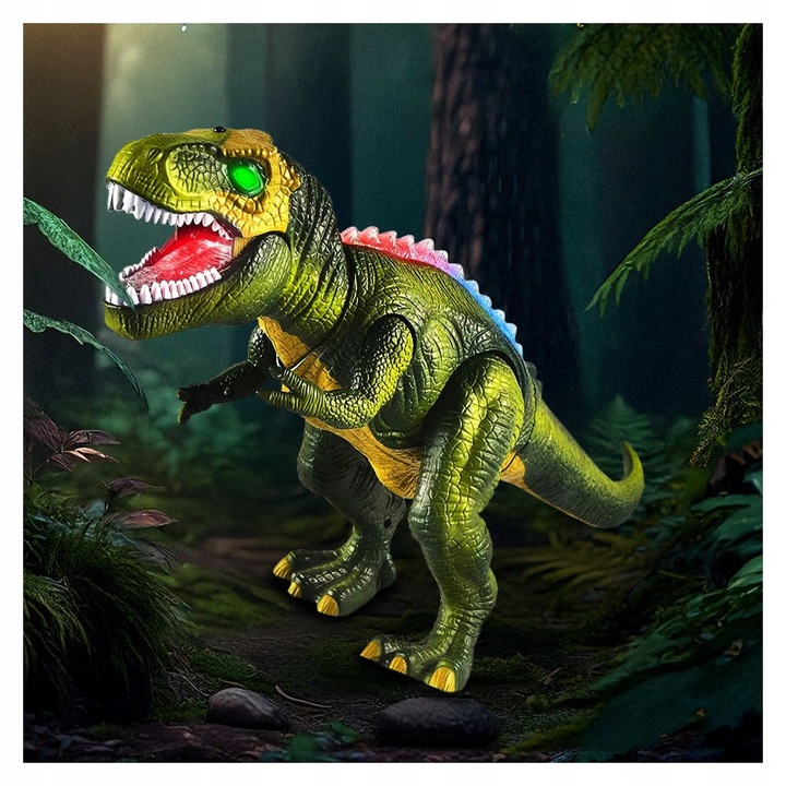 DINOZAUR T-REX INTERAKTYWNY ZDALNIE STEROWANY RC CHODZI RYCZY ŚWIECI PILOT