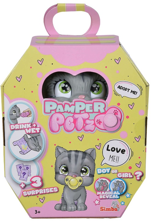 PAMPER PETZ KOTEK INTERAKTYWNY PIJE SIKA PIELUSZKOWY GANG + BUTELKA SMOCZEK