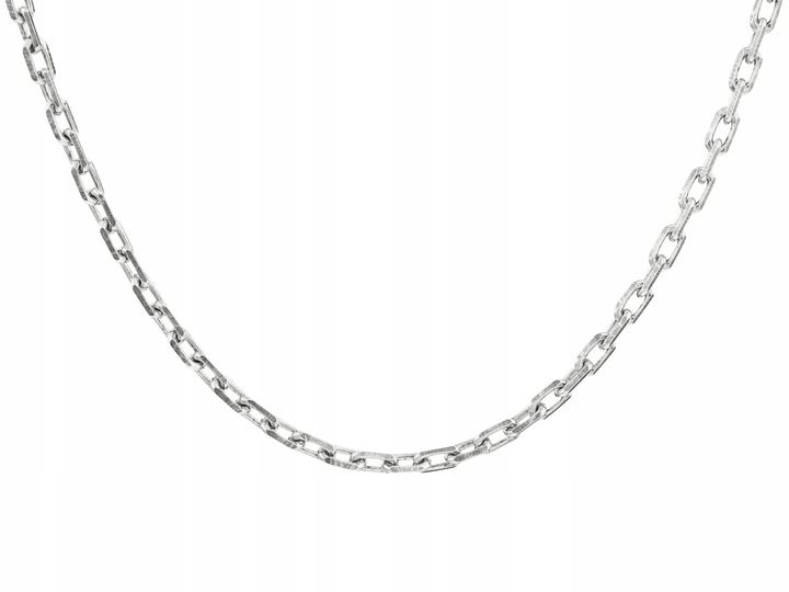 Długi Srebrny Oksydowany Gruby Łańcuszek Ankier 2mm Diamentowany Srebro 60