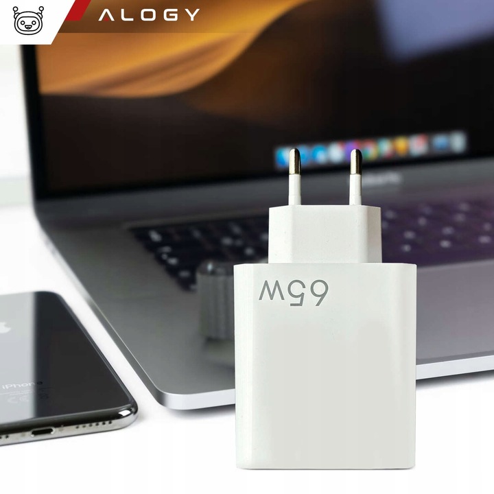 ŁADOWARKA SIECIOWA SZYBKA USB-A USB QC 3.0 65W USB-C PD TYP C DO TELEFONU