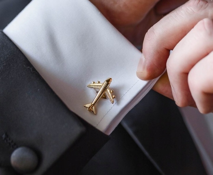 Złote spinki do mankietów Exciting Samolot Boeing Embraer Bombardier Airbus