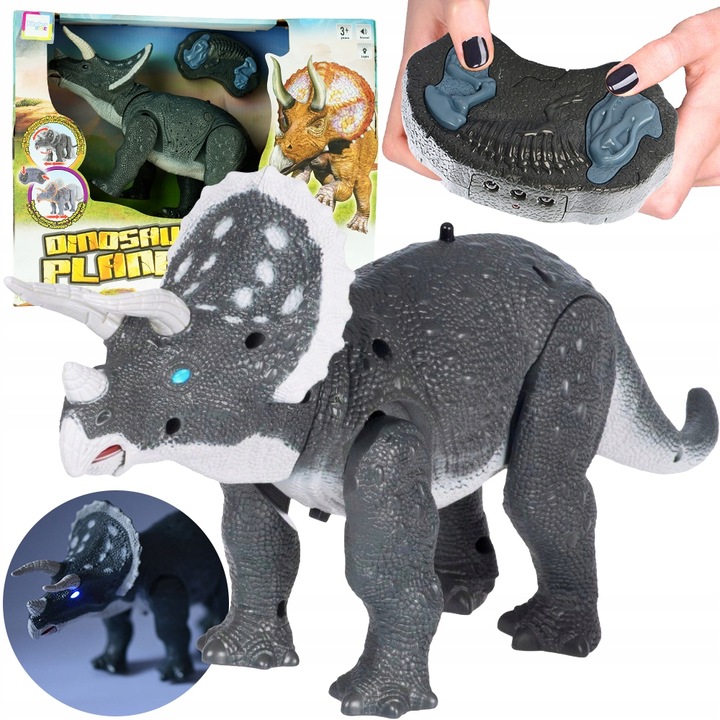 DINOZAUR zdalnie sterowany Triceratops CHODZI RYCZY ŚWIECI INTERAKTYWNY