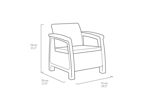 MEBLE OGRODOWE CORFU SET ZESTAW TECHNORATTAN. BRĄZ
