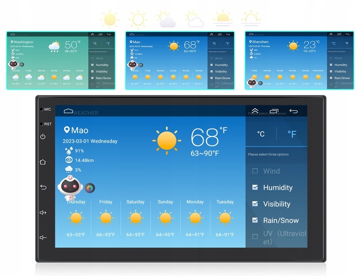RADIO SAMOCHODOWE 2 DIN ANDROID AUTO CARPLAY 4GB/64GB ANDROID 13 RDS DSP
