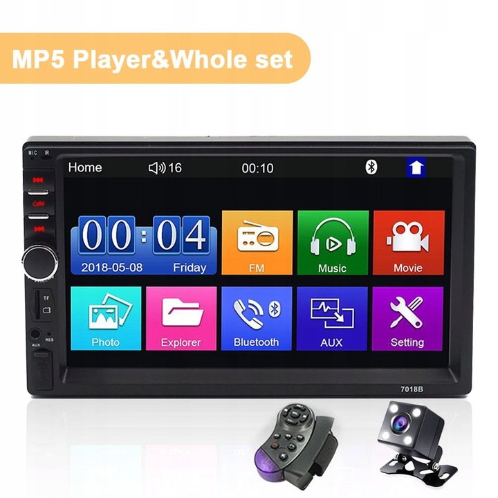 Z całym zestawem stylu Radio samochodowe 7018B 7'' 2Din FM Bluetooth MP5