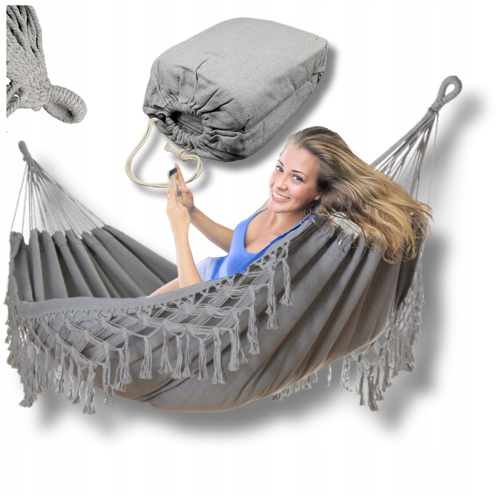 Hamak Brazylijski Dwuosobowy XXL 220kg BOHO makrama Wytrzymały DONDOLIO