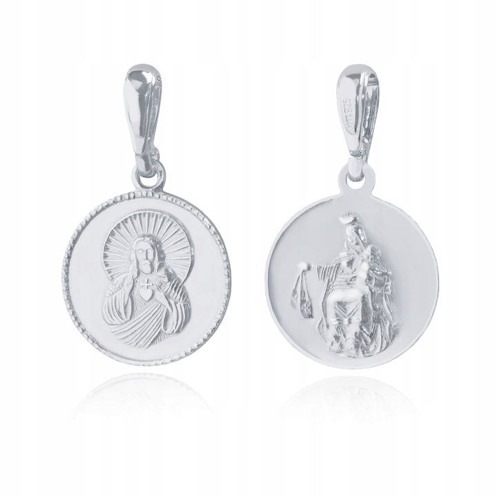 SREBRNY ŁAŃCUSZEK KOMUNIJNY PR. 925 MEDALIK SZKAPLERZ NA KOMUNIĘ + GRAWER