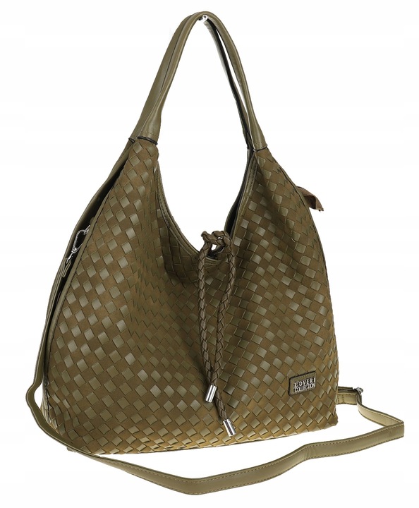 Torebka damska worek na ramię A4 elegancka pleciona pojemna CC6592 Zielona