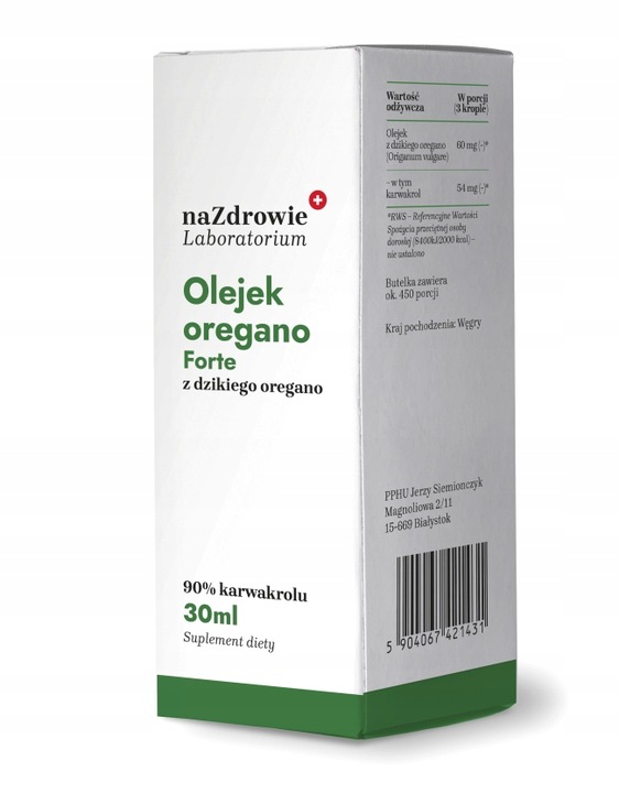 OLEJEK OREGANO FORTE 30ml z dzikiego oregano 90% karwakrolu 100% czysty