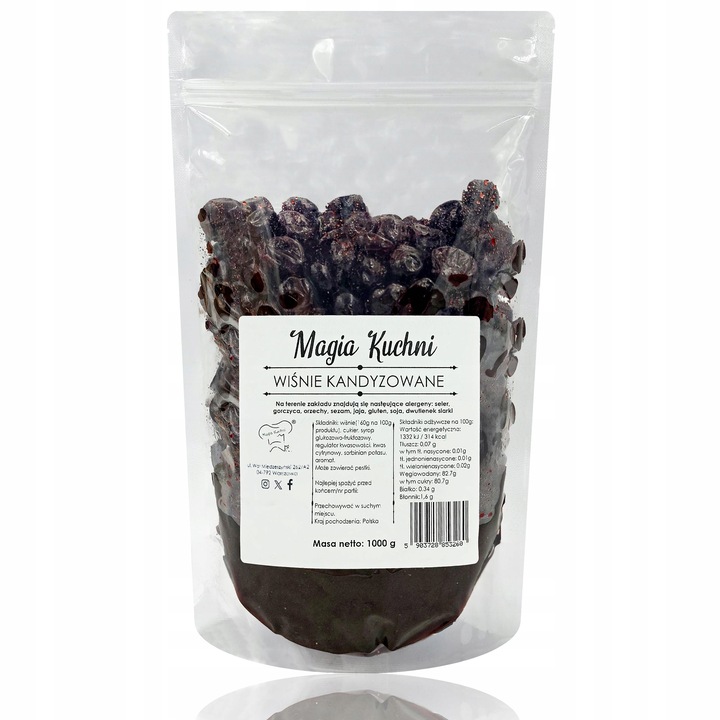 Wiśnie KANDYZOWANE 1kg W SYROPIE wiśnia CAŁA