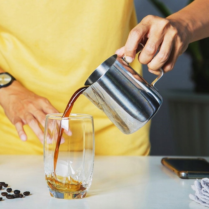 Mlecznik STALOWY dzbanek dzbanuszek na mleko do spieniania miarka 0,35L