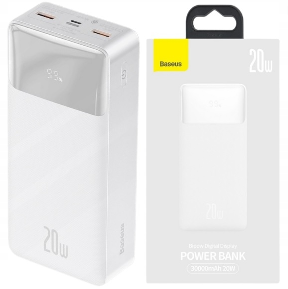 BASEUS POWER BANK 30000mah POWERBANK 20W PD 3x USB USB-C TYP-C 3A QC 3.0